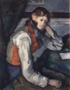 Paul Cezanne the boy in the red waistcoat painting